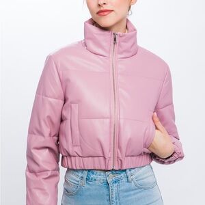 Love Tree Pink Cropped Puffer Jacket